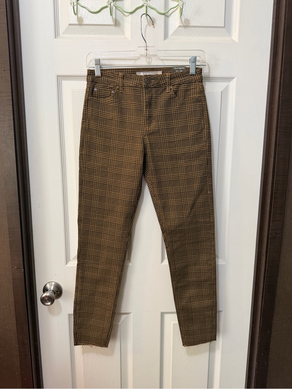 Women’s Mona High Rise Skinny Houndstooth Plaid Pants Size 2/26 NWT